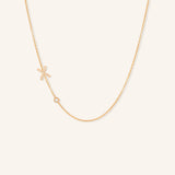 Asymmetrical Diamond Initial and Bezel Necklace - X