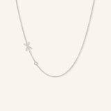 Asymmetrical Diamond Initial and Bezel Necklace - X