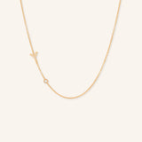 Asymmetrical Diamond Initial and Bezel Necklace - Y