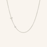 Asymmetrical Diamond Initial and Bezel Necklace - Y