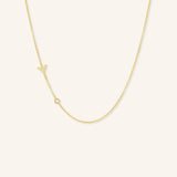 Asymmetrical Diamond Initial and Bezel Necklace - Y
