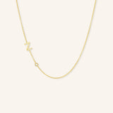 Asymmetrical Diamond Initial and Bezel Necklace - Z