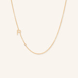 Asymmetrical Diamond Initial and Bezel Necklace - R