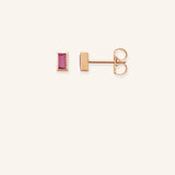 Baguette Pink Tourmaline Bezel Set Stud Earrings