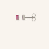 Baguette Pink Tourmaline Bezel Set Stud Earrings