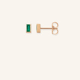 Baguette Emerald Bezel Set Stud Earrings