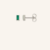 Baguette Emerald Bezel Set Stud Earrings