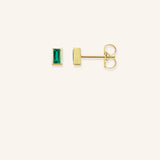 Baguette Emerald Bezel Set Stud Earrings