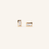 Straight Baguette Diamond Bezel Set Stud Earrings