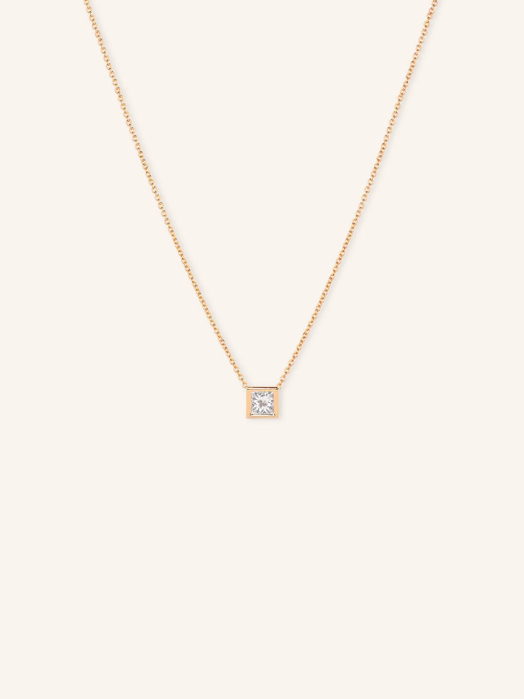 Princess Cut Diamond Bezel Necklace
