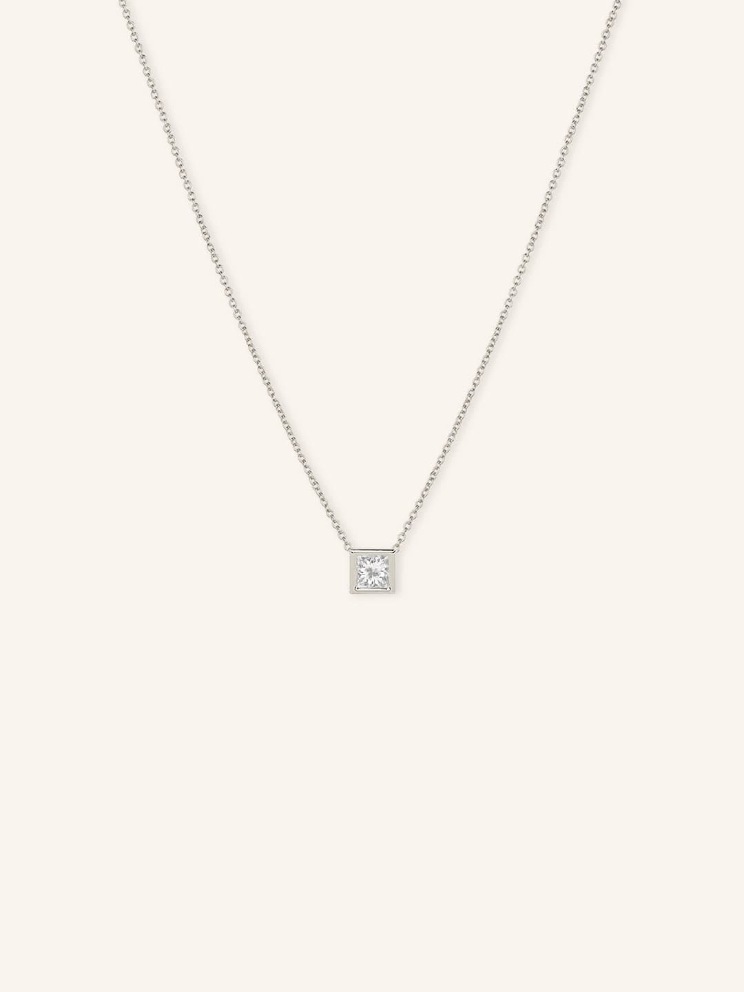 Princess Cut Diamond Bezel Necklace