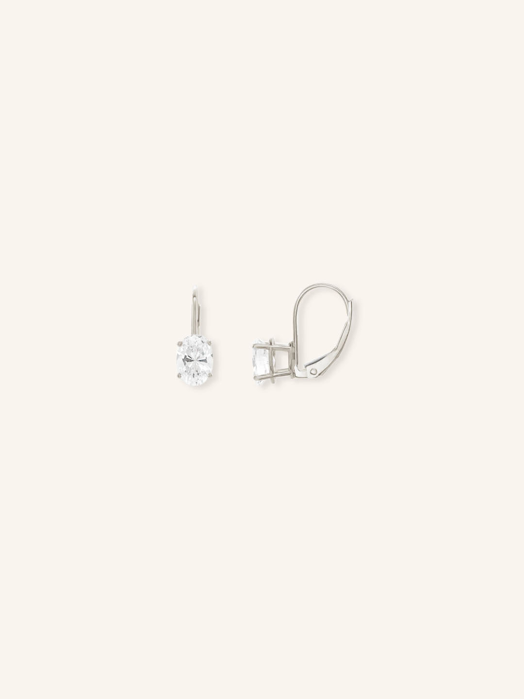 Oval Diamond 4-Prong Lever Back Earrings