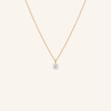 Solitaire Prong-Set Round Diamond Pendant Necklace