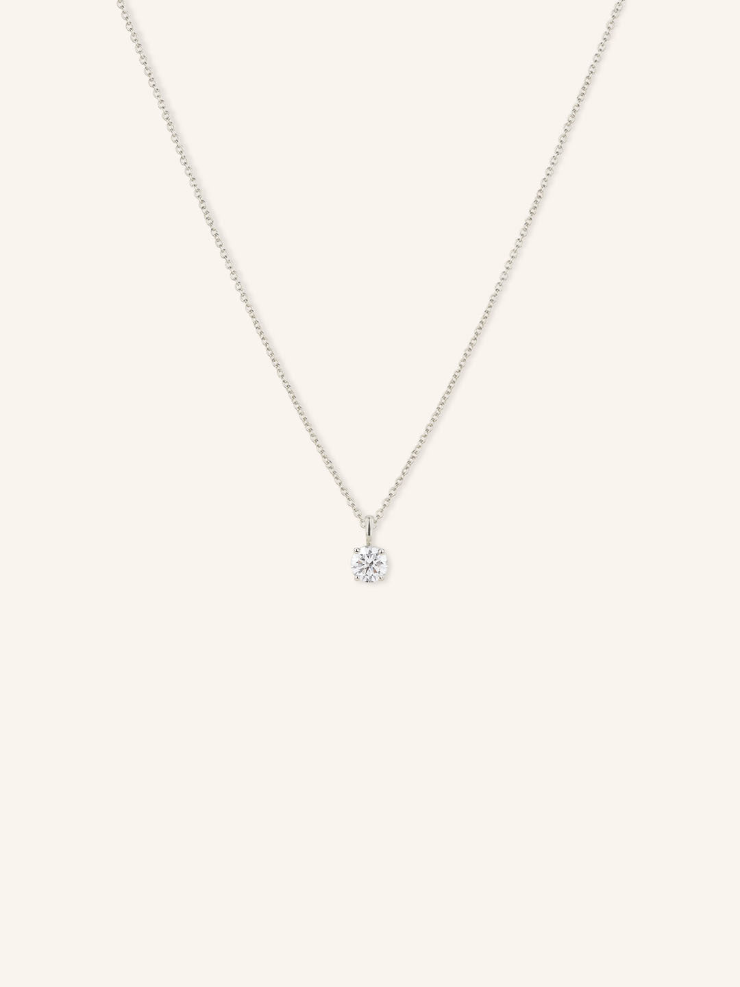 Solitaire Prong-Set Round Diamond Pendant Necklace