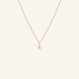 Solitaire Prong-Set Round Diamond Pendant Necklace