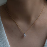 Solitaire Prong-Set Round Diamond Pendant Necklace