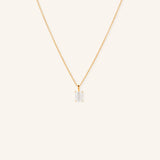 Solitaire Prong-Set Emerald Cut Diamond Pendant Necklace