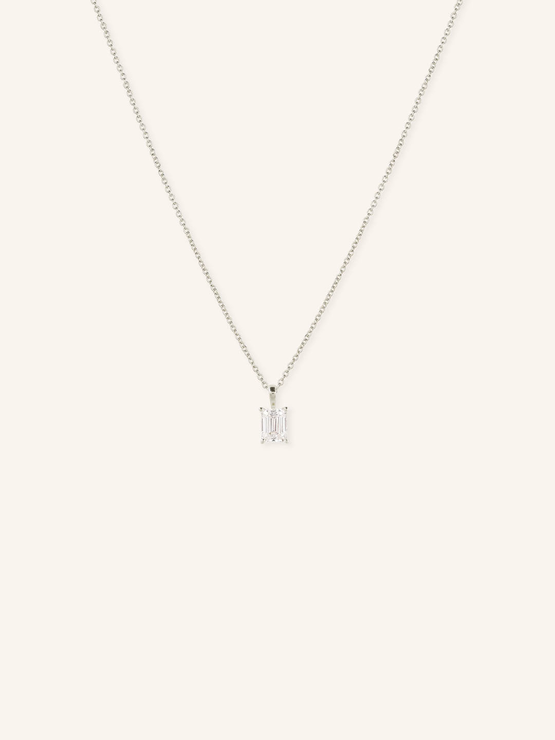 Solitaire Prong-Set Emerald Cut Diamond Pendant Necklace