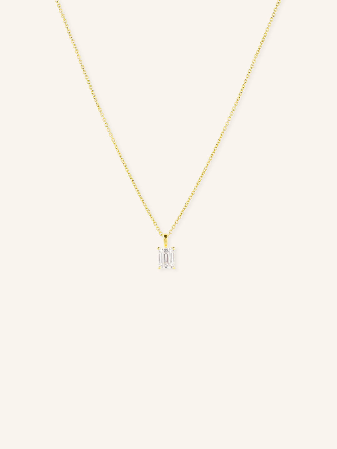 Solitaire Prong-Set Emerald Cut Diamond Pendant Necklace