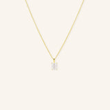 Solitaire Prong-Set Emerald Cut Diamond Pendant Necklace