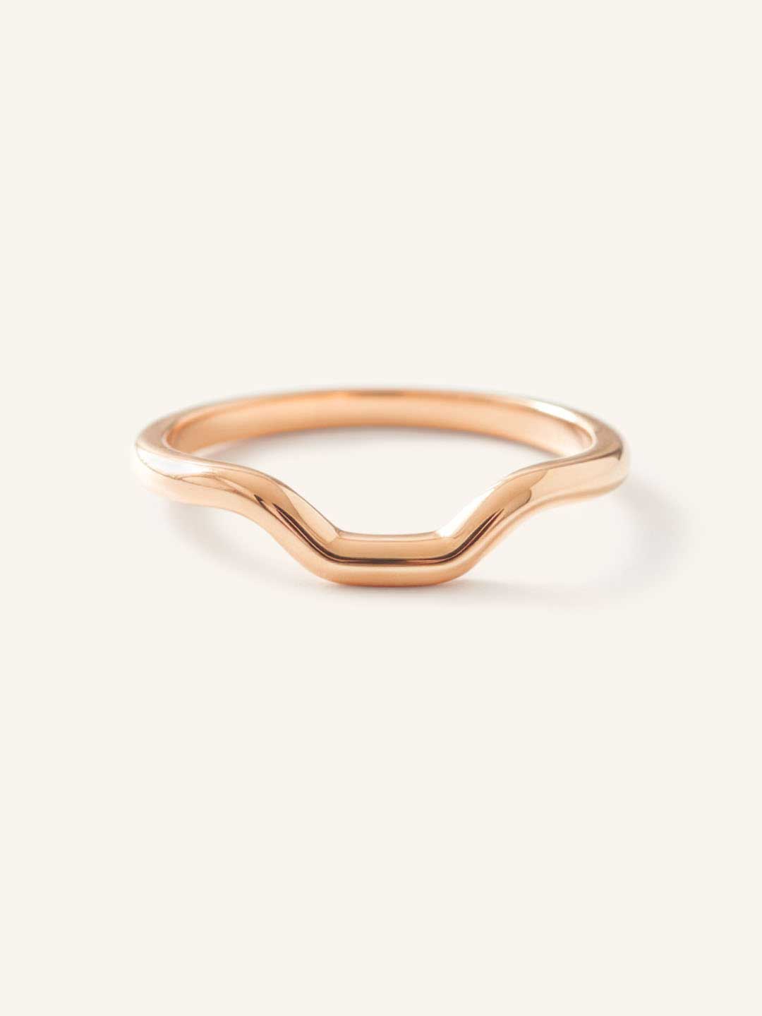 Rose gold Foursquare contour ring front view on white background