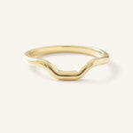 Yellow gold Foursquare contour ring front view on white background