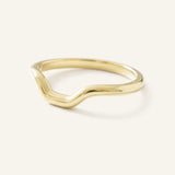 Yellow gold Foursquare contour ring side view on white background