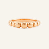 Rose gold geometric domed ring front view on white background