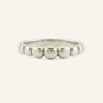 White gold geometric domed ring front view on white background