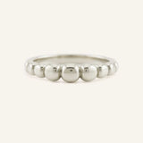 White gold geometric domed ring front view on white background