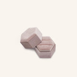 Velvet Hexagon Double Ring Box - Pink