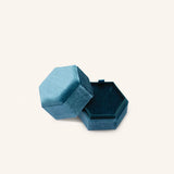 Velvet Hexagon Pendant Box - Blue