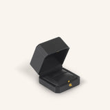 Leatherette Button Single Ring Box - Black