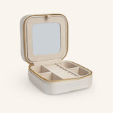 Rorie Leatherette Jewelry Case with Mirror - Cream