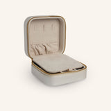 Rorie Leatherette Jewelry Case with Mirror - Cream