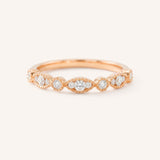 Rose Gold Lambeth Diamond Milgrain Anniversary Ring front view on white background