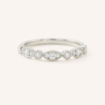 White Gold Lambeth Diamond Milgrain Anniversary Ring front view on white background