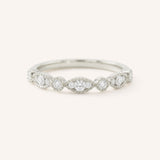 White Gold Lambeth Diamond Milgrain Anniversary Ring front view on white background