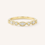 Yellow Gold Lambeth Diamond Milgrain Anniversary Ring front view on white background