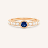 Chesterway Blue Sapphire Diamond Accented Milgrain Ring