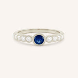 Chesterway Blue Sapphire Diamond Accented Milgrain Ring