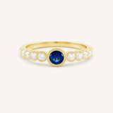 Chesterway Blue Sapphire Diamond Accented Milgrain Ring