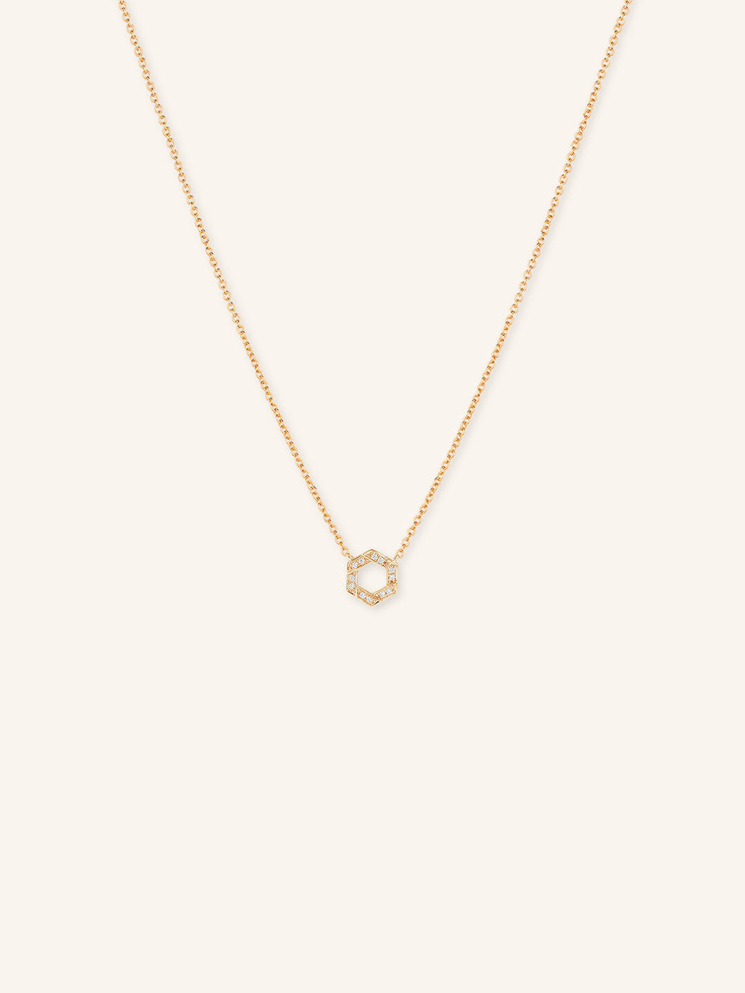 Open Hexagon Diamond Pendant Necklace