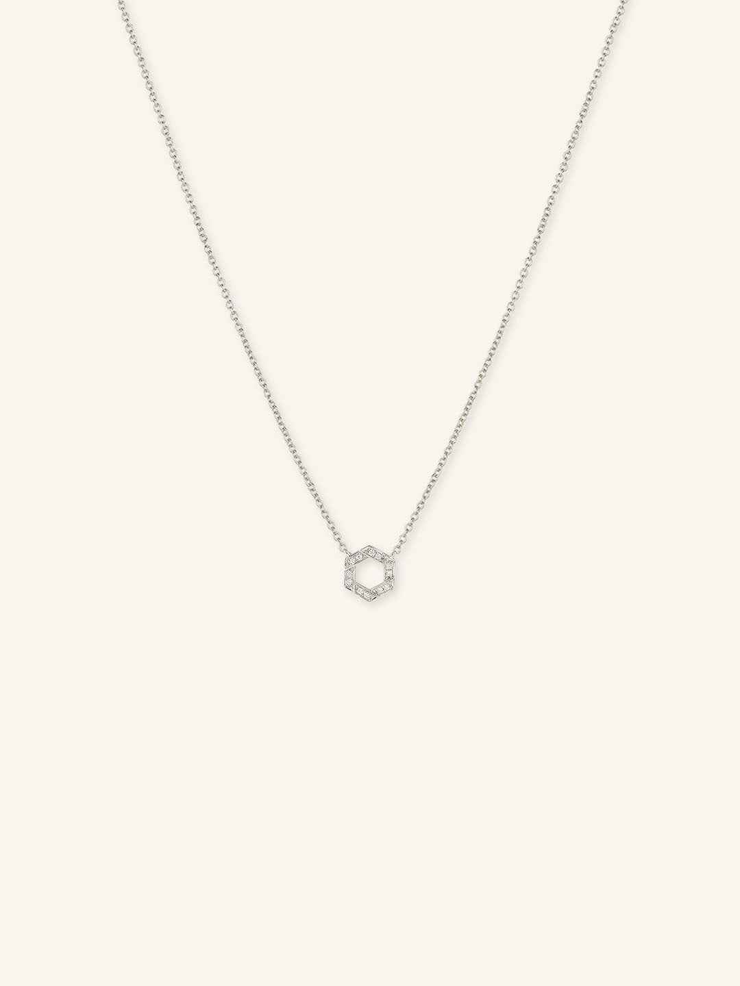 Open Hexagon Diamond Pendant Necklace