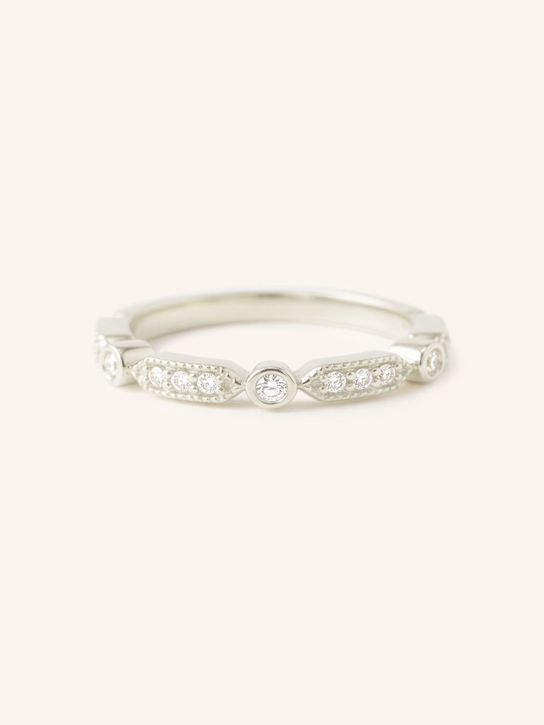 Livia Diamond Accented Milgrain Anniversary Ring