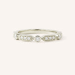 White Gold Livia Diamond Accented Milgrain Anniversary Ring front view on white background