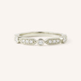 White Gold Livia Diamond Accented Milgrain Anniversary Ring front view on white background