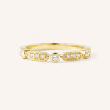Yellow Gold Livia Diamond Accented Milgrain Anniversary Ring front view on white background