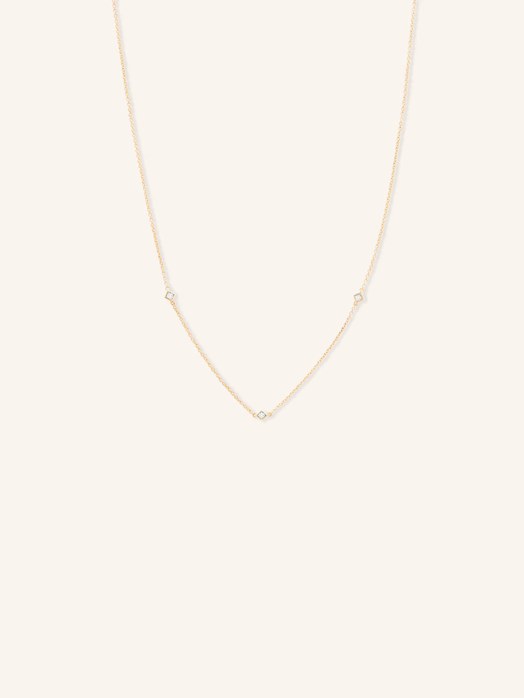 Princess Cut 3-Stone Diamond Station Necklace