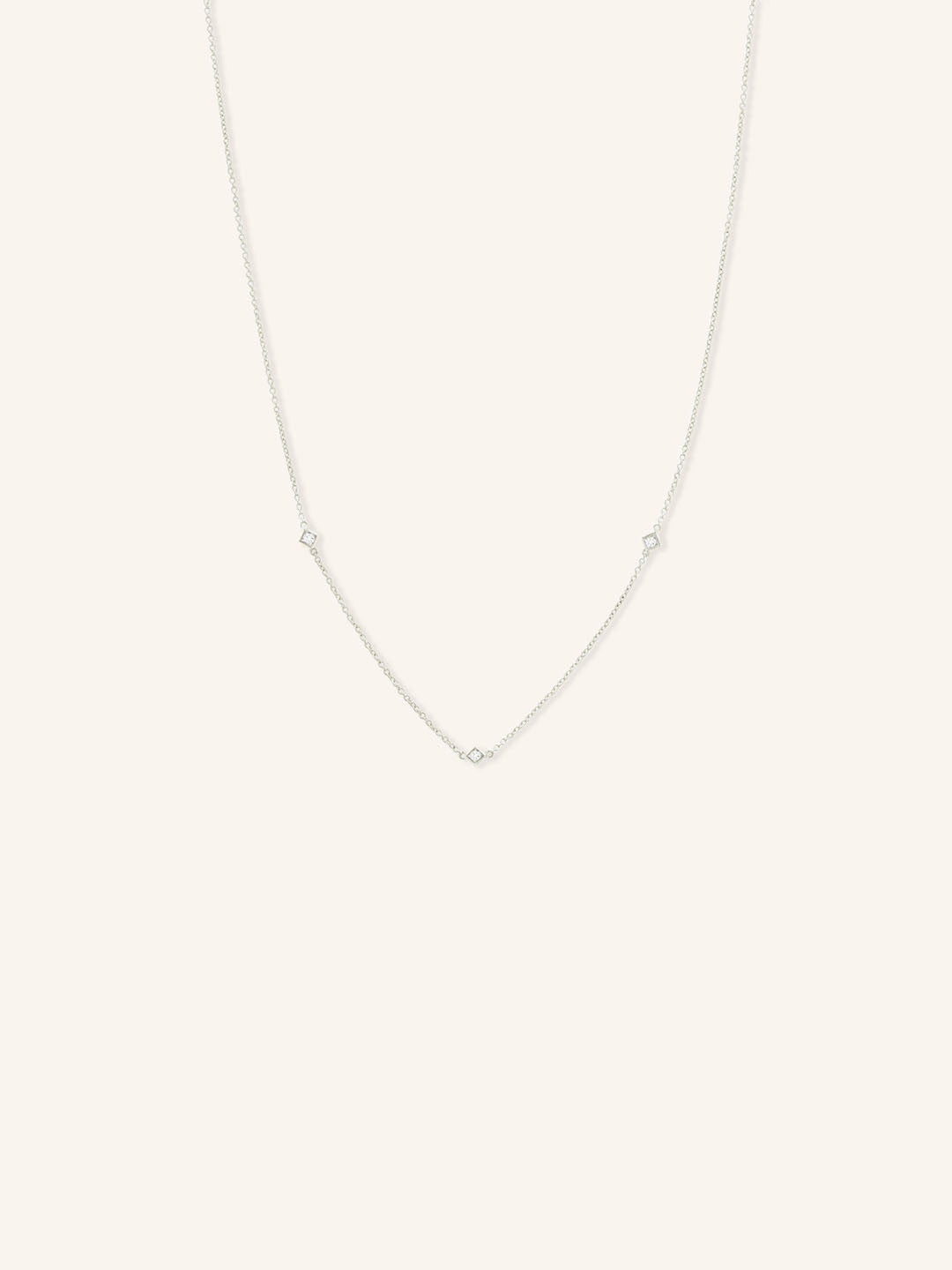 Princess Cut 3-Stone Diamond Station Necklace